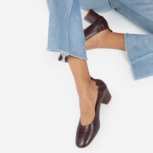 Everlane Day Heel Oxblood Burgundy leather pumps